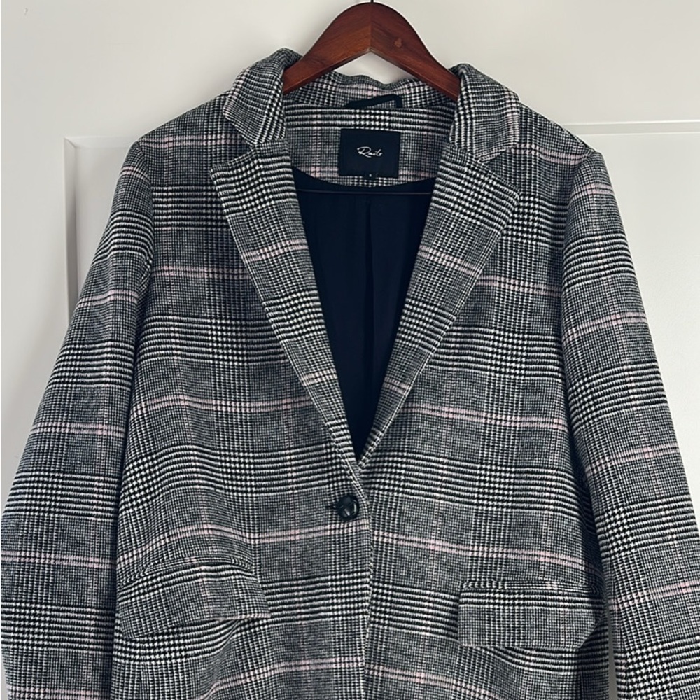 Women's Rails Plaid Blazer - Black and White with Pink (size small)